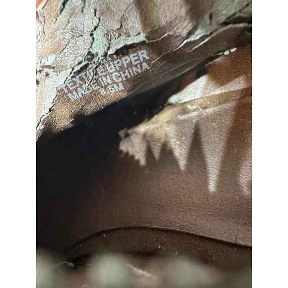 Guess Size 8.5 Brown Peep Toe Full Zip Stiletto High Suede HeelsParty - Picture 9 of 11